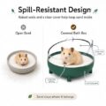 Hamster sand bath bowl spill resistant design clear view cover and large front opening
