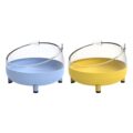 Hamster sand bath bowl clear dome lid and anti-skid feet blue and yellow Pet Multiverse
